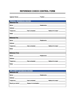 Reference Checking Form